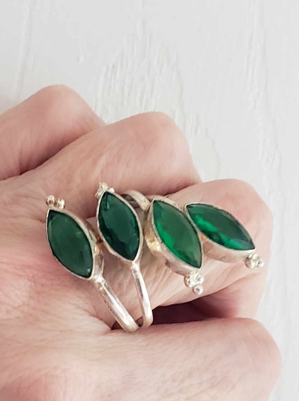 NEW Chrome Diopside Sterling Ring, Adjustable, Stamped Hallmark, Huge Gemstones!